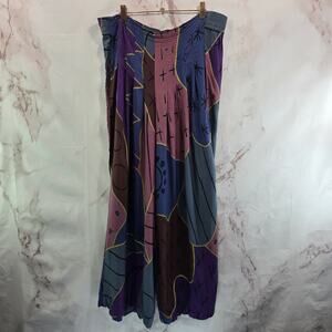 Vintage Pants Womens 1X 2X Harem Palazzo Artsy To Wear 90s 80s Teal Pink Brown